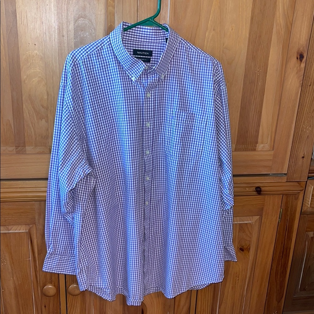Nautica Purple Casual Button Down Shirt - Classic Fit. 18.5/34-35
